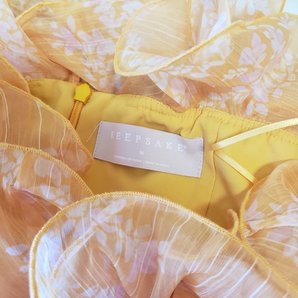 KEEPSAKE the Label Embrace Ruffle Midi Dress Yellow Size Medium - Picture 6 of 11